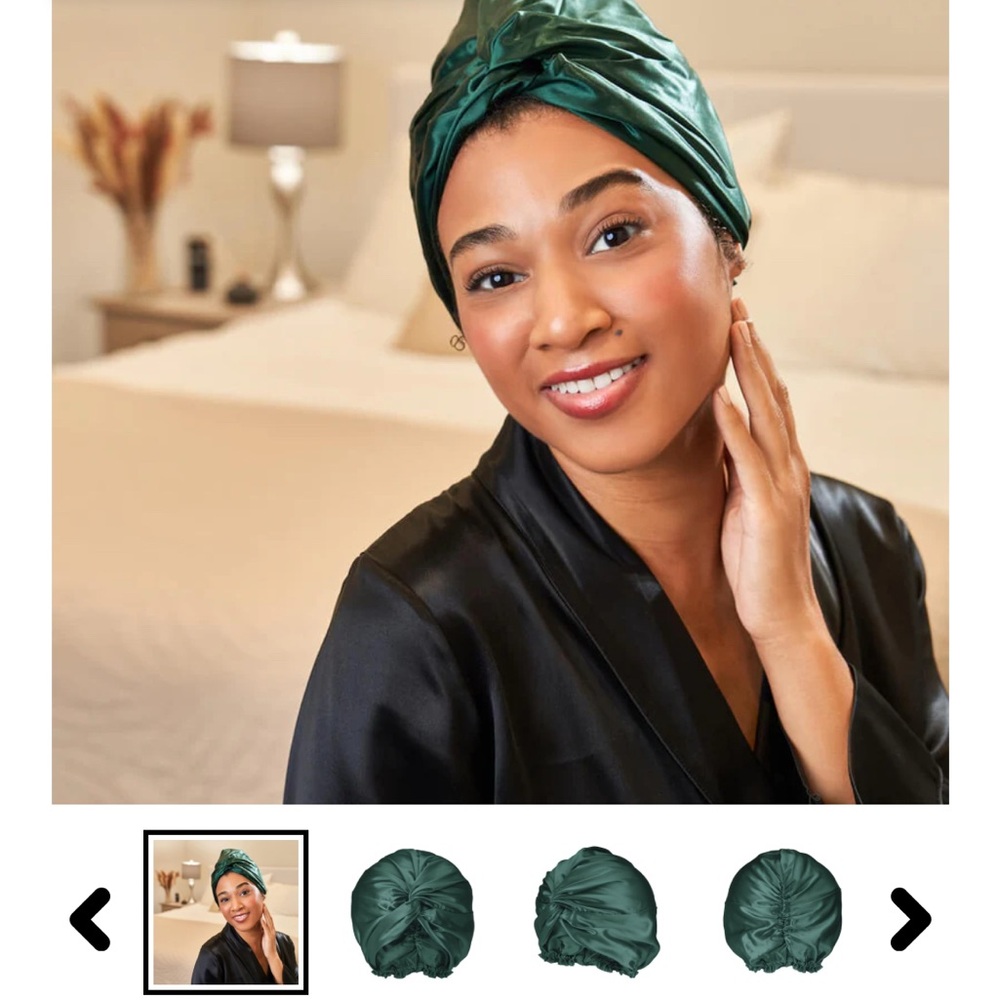 Blissy 100% silk bonnet: Emerald